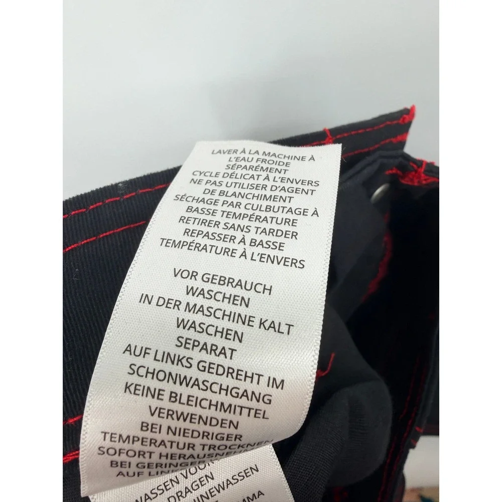 True Religion Cargo Pants Mens 34 Jet Black Red Stitching NWT 108335